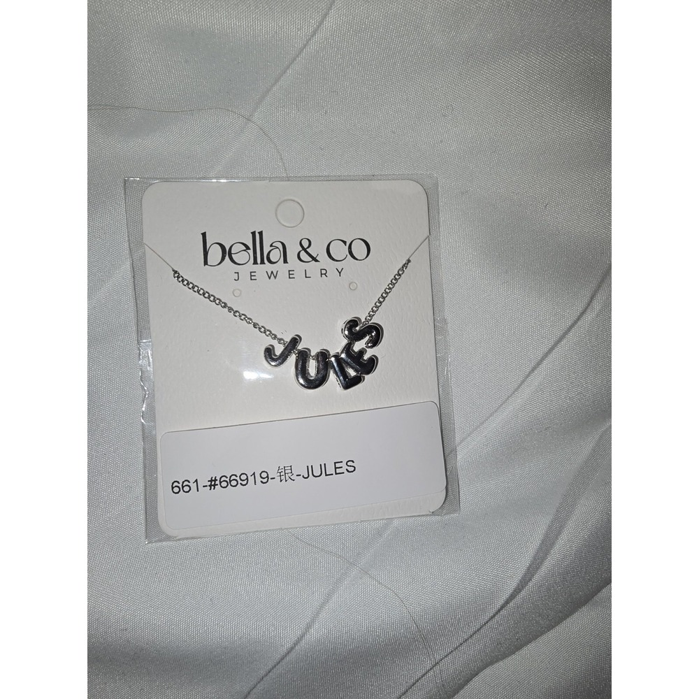 "JULES" NEW Bubble Letter Name Necklace Silver Plated NWT